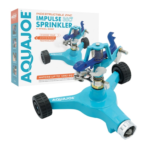 Aqua Joe Indestructible Series Metal Impulse Sprinkler w/ Wheeled 6-In Base AJ-IS6WB - main